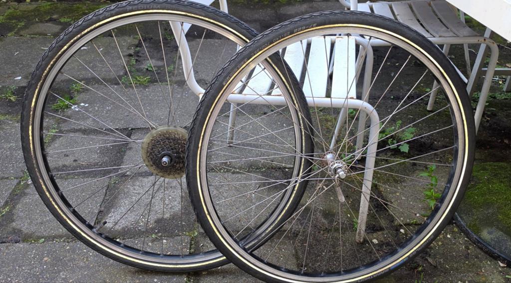 Mooie set achterwiel voorwiel 28" 7 versnellingen met banden, Gebruikt, Toerfiets, Aluminium, Ophalen