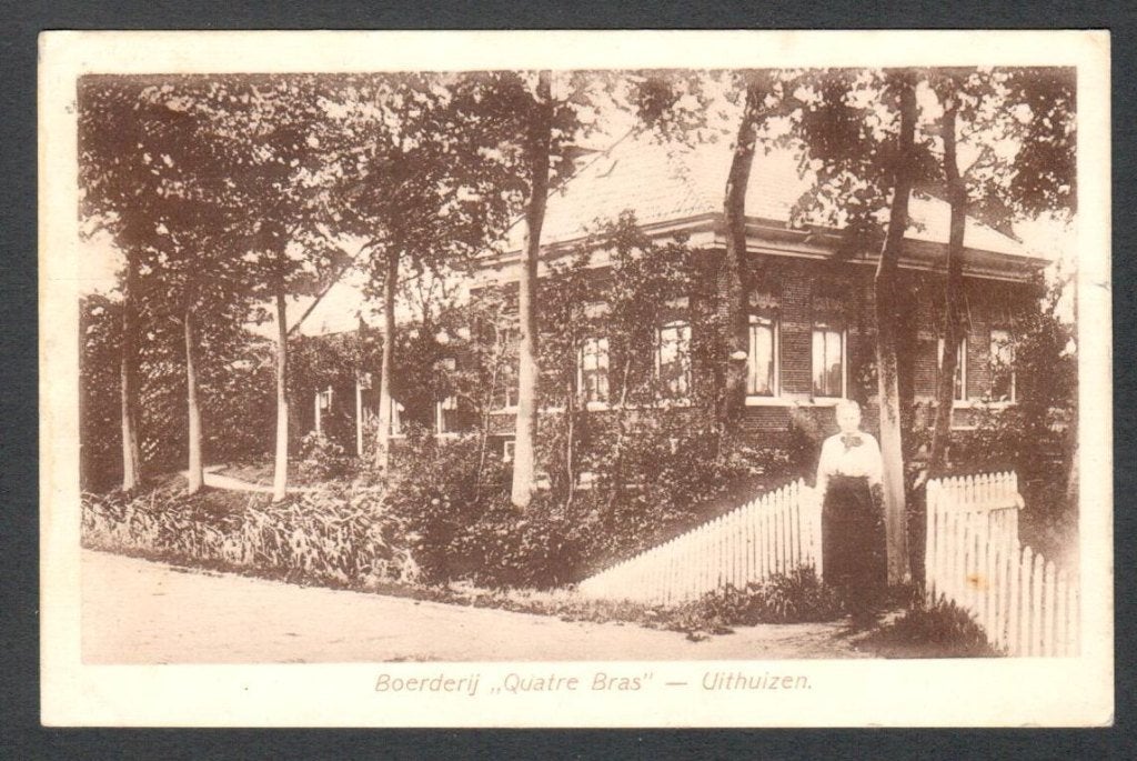 Oude Ansicht - Uithuizen - Boerderij Quatre Bras - Gr., Ophalen of Verzenden, 1940 tot 1960, Gelopen, Groningen