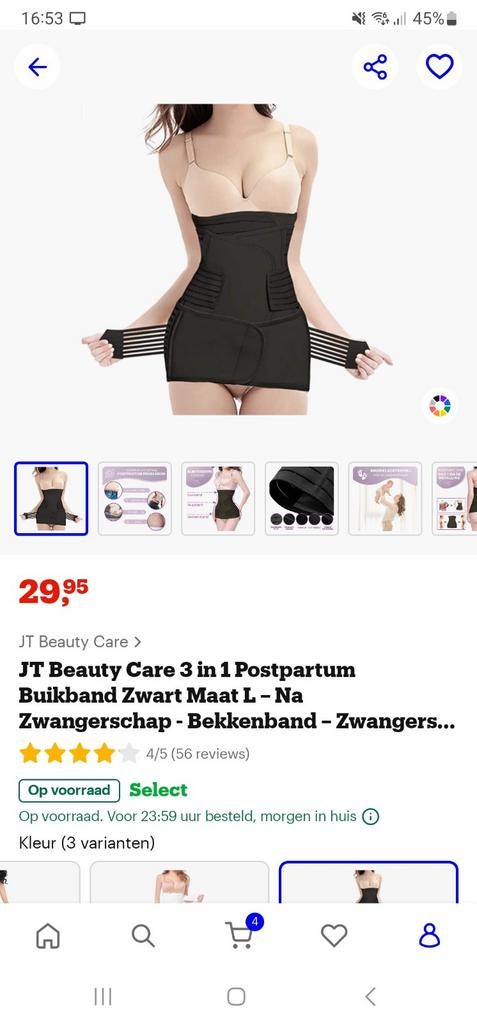Postpartum buikband, Ophalen, Zo goed als nieuw