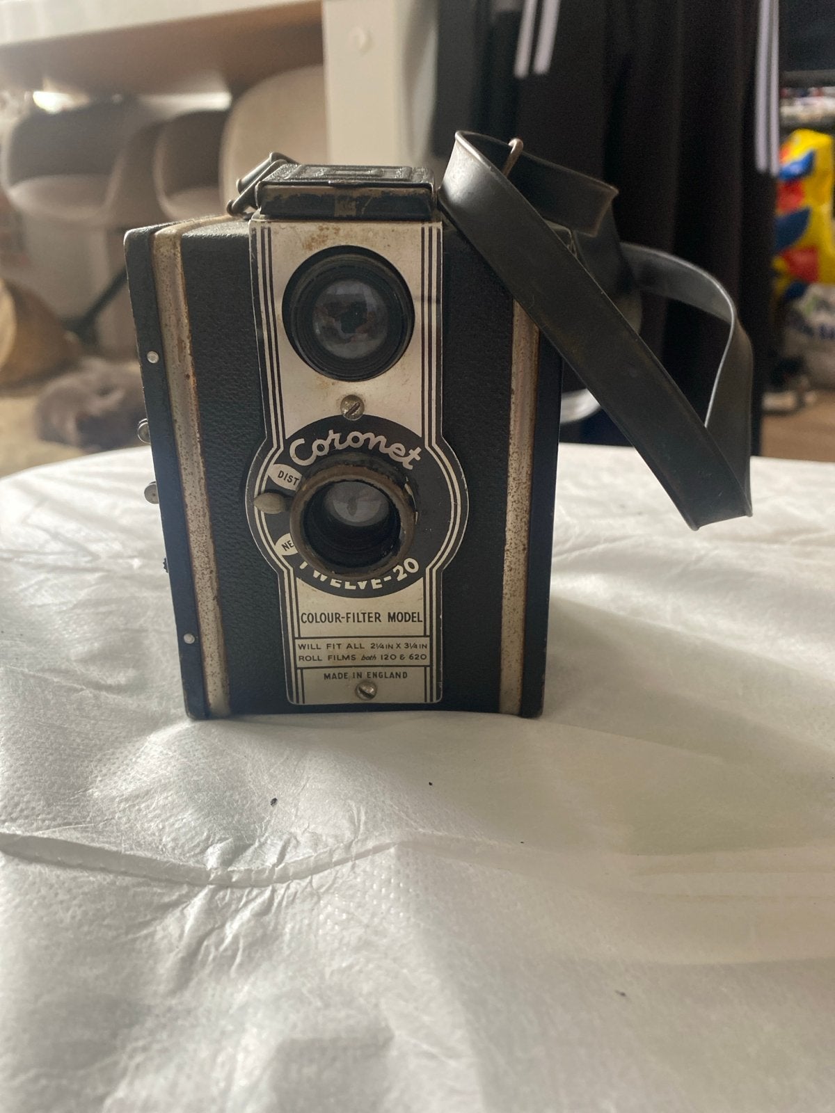 Vintage Coronet Twelve-20 Colour-Filter Model Boxcamera, Ophalen of Verzenden, Gebruikt, Compact, Overige Merken