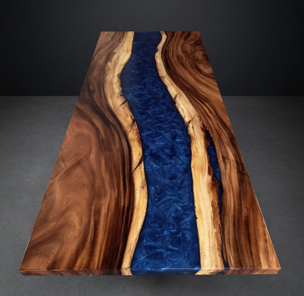 Houten epoxy dinertafel (220cm*90cm*50cm), Ophalen of Verzenden, Nieuw, Rechthoekig, 200 cm of meer