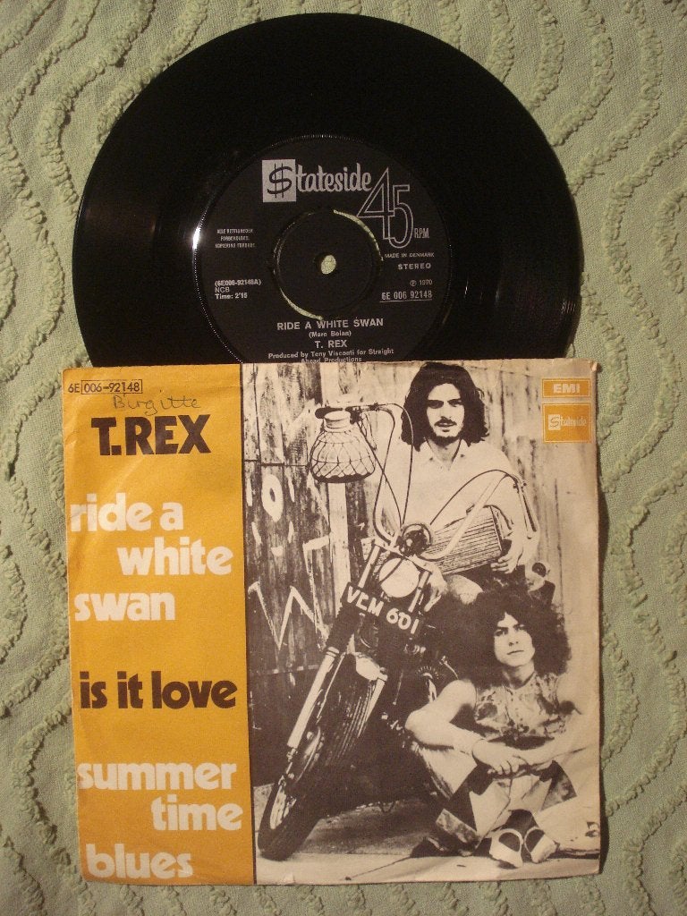 T. Rex 7" Vinyl Single: ‘Ride a white swan’ (Denemarken), Ophalen of Verzenden, Zo goed als nieuw, 7 inch, Rock en Metal
