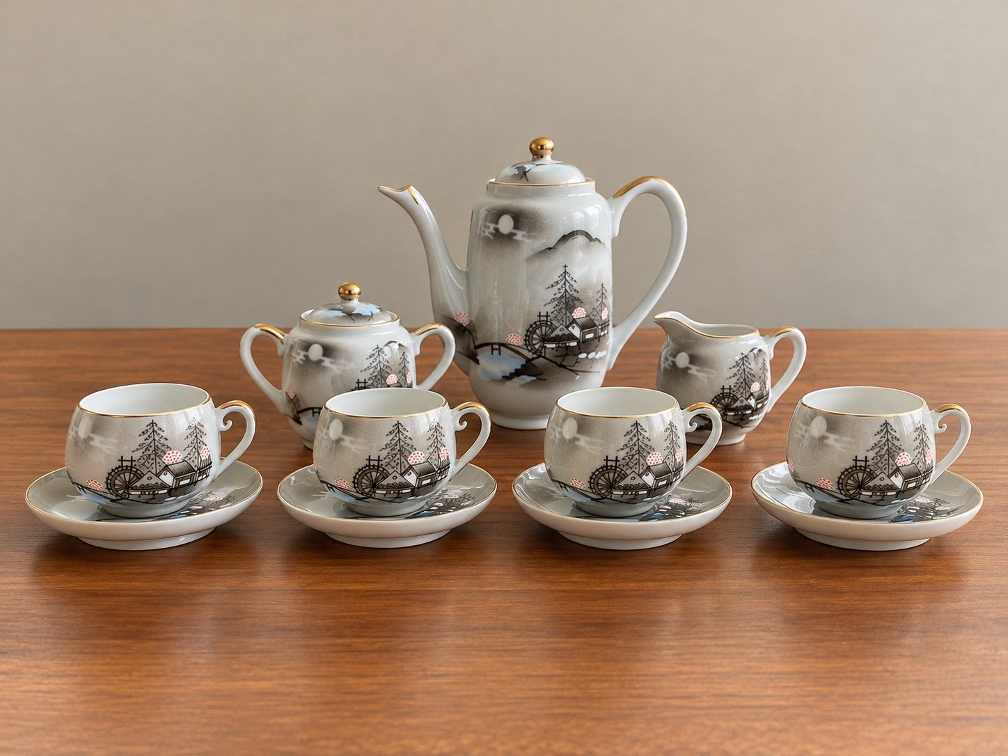 Vintage Kutani Japan Handbeschilderd Theeservies, Ophalen of Verzenden
