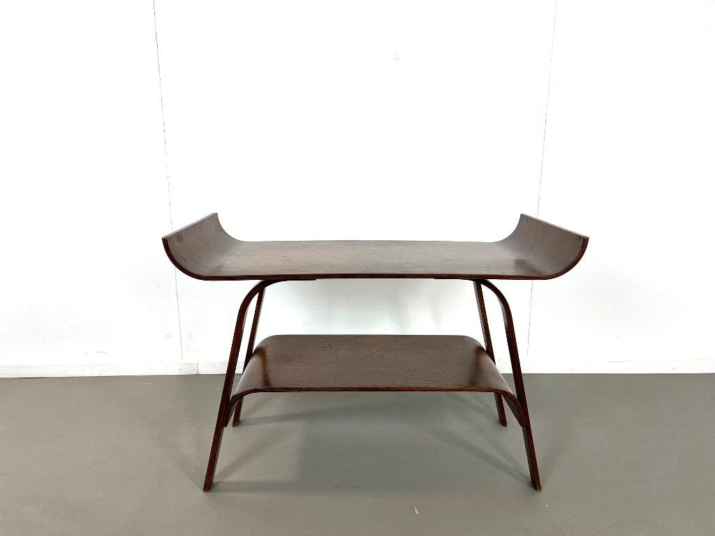 design bijzettafeltje van multiplex uit de jaren 1950, Minder dan 55 cm, Gebruikt, Rond, Ophalen