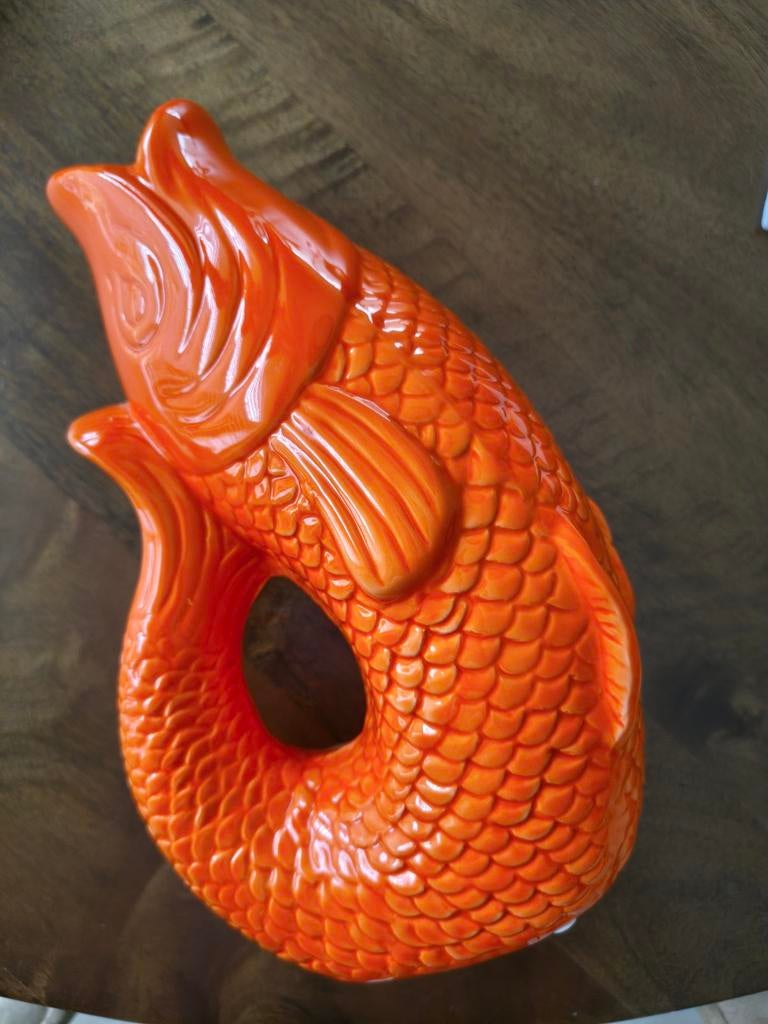 Decoratieve Oranje Happy Fish Vaas/Karaf, Ophalen of Verzenden