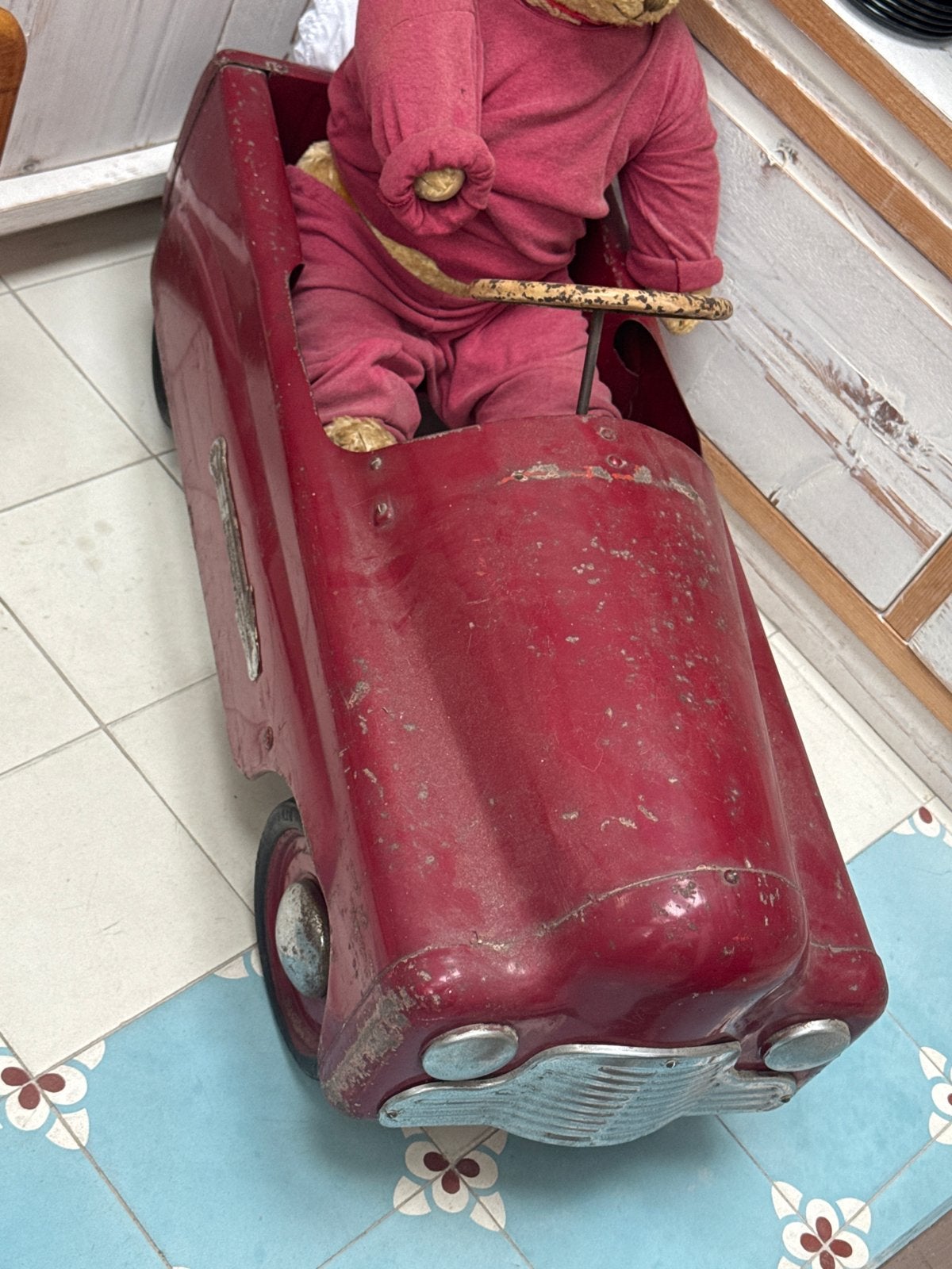 Vintage rood trapauto voor kinderen, Ophalen, Gebruikt