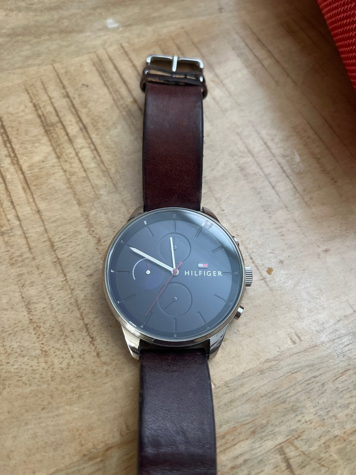 Tommy Hilfiger Heren Horloge - Zo goed als nieuw, Overige merken, Leer, Staal, Polshorloge