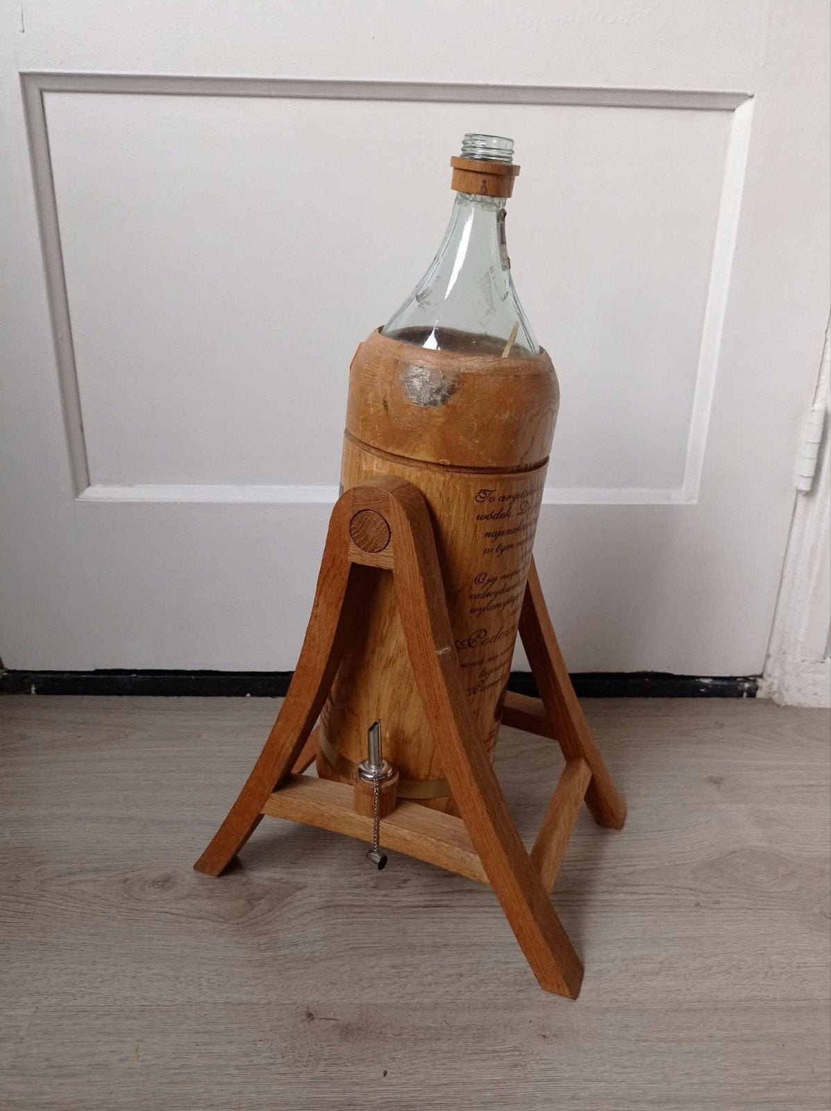 vintage Dębowa Polska Vodka fles van 2 l, Ophalen of Verzenden, Hout, Minder dan 5 flessen