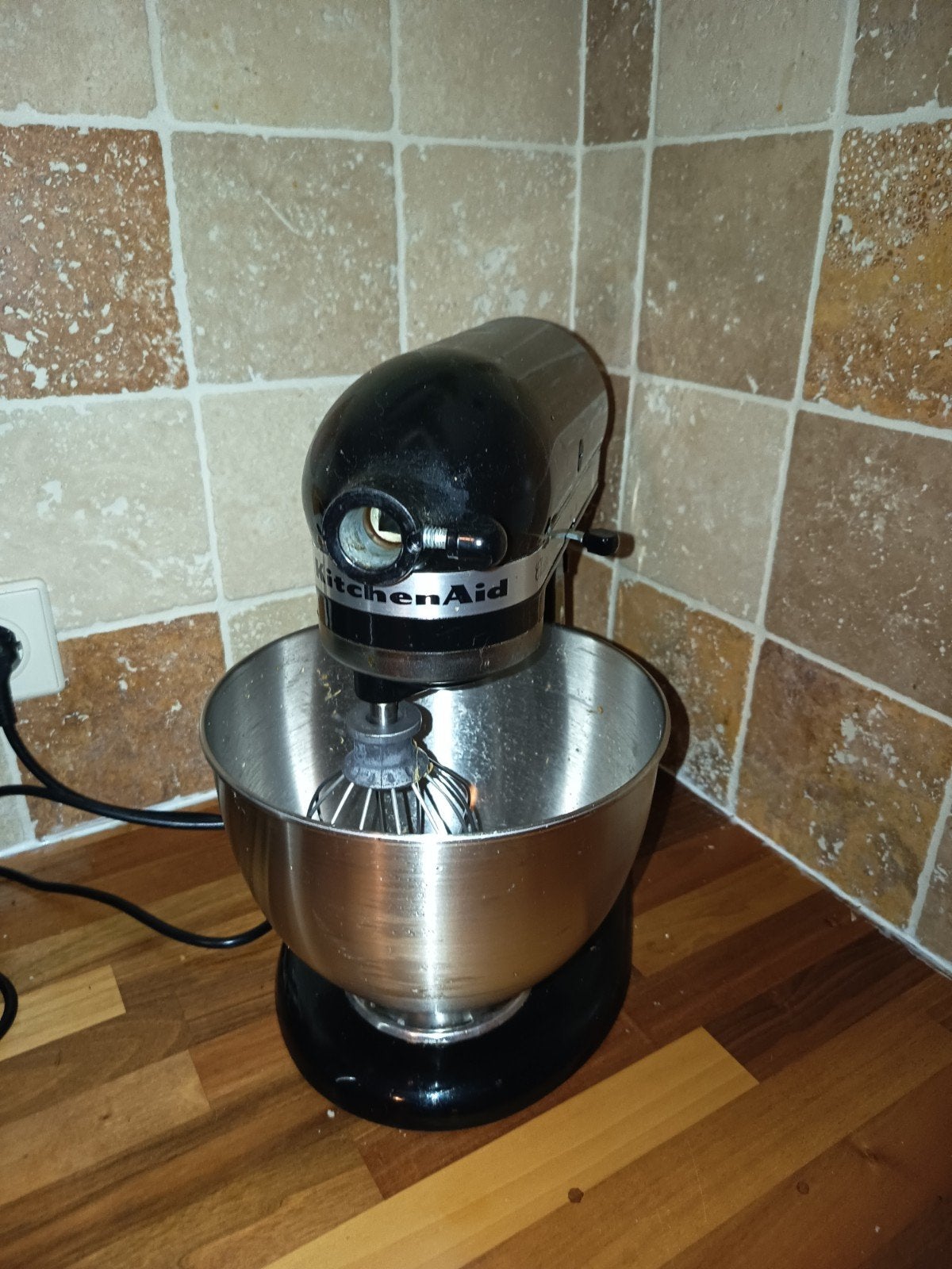 KitchenAid mixer - Zwart met RVS kom, 4 liter of meer, Ophalen of Verzenden, Gebruikt, 3 snelheden of meer