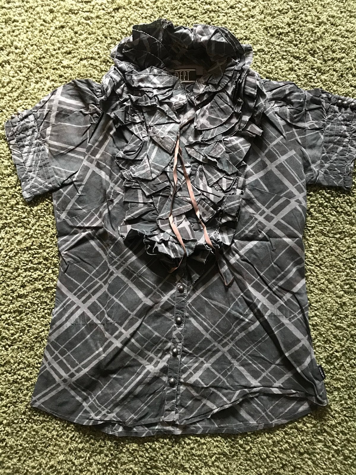 Dept Blouse XS - Geruit met ruches, Ophalen of Verzenden, Gedragen, Maat 34 (XS) of kleiner, Grijs