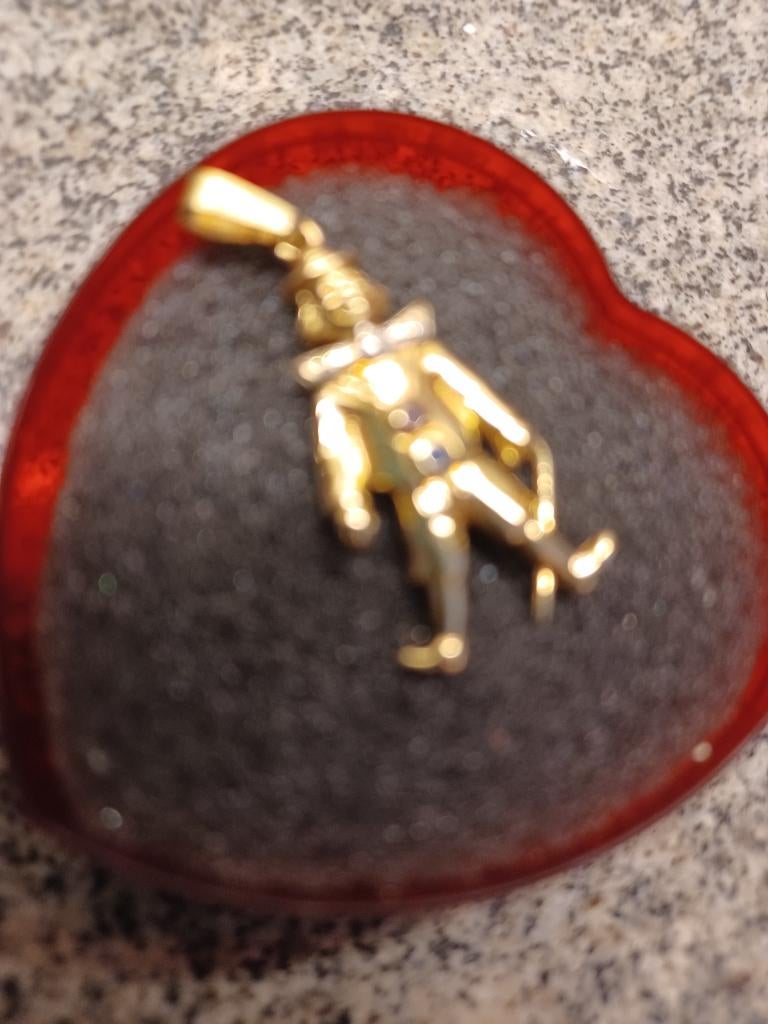 14 karaat gouden clown, Nieuw, Ophalen of Verzenden, Met edelsteen, Goud