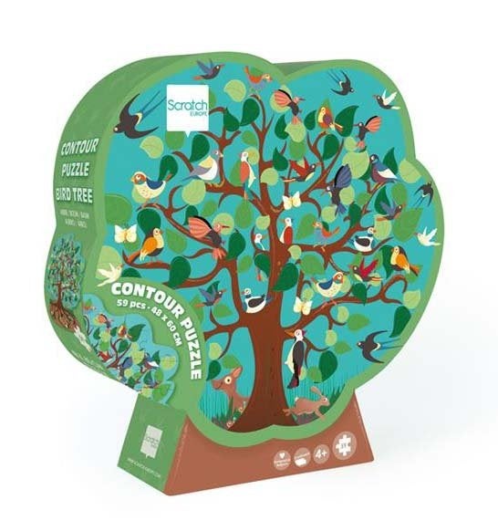 Kinderpuzzel Puzzel Contour Vogelboom (59 st) Scratch, Kinderen en Baby's, Speelgoed | Kinderpuzzels, Nieuw, 4 tot 6 jaar, Meer dan 50 stukjes