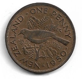 New Zeeland penny 1950, Ophalen of Verzenden