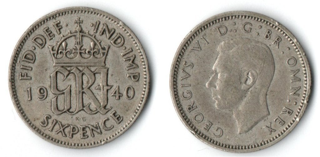 Zilveren Britse Sixpence munt uit 1940, Verzenden, Overige landen, Losse munt, Zilver