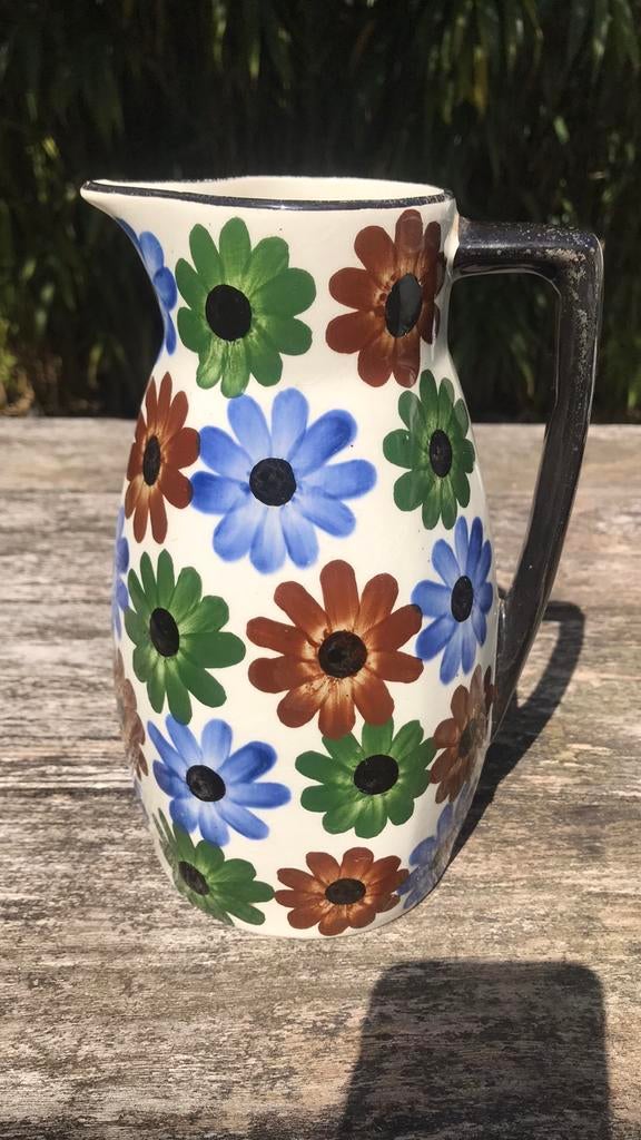 Antieke kan gebloemd, Antiek en Kunst, Antiek | Keramiek en Aardewerk, Ophalen of Verzenden