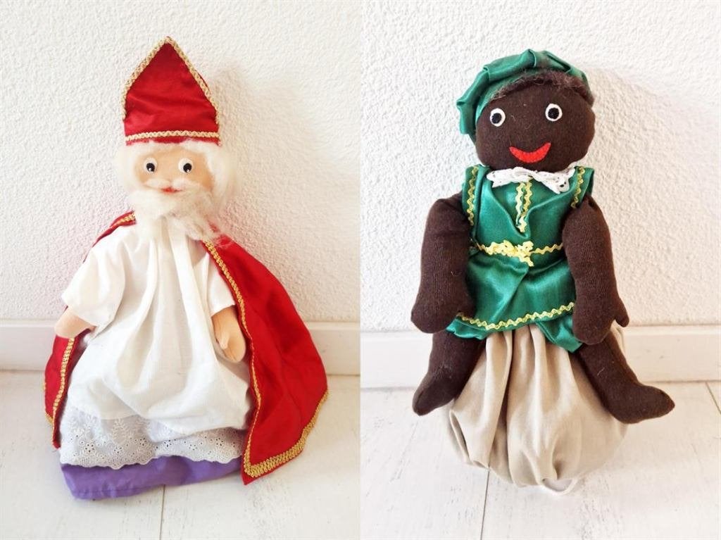 Ouderwetse Sinterklaas en zwarte piet pop in één!, Diversen, Sinterklaas, Verzenden, Gebruikt