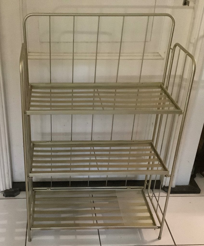 Rek 3 planken metaal goudkleurig, Ophalen, Gebruikt