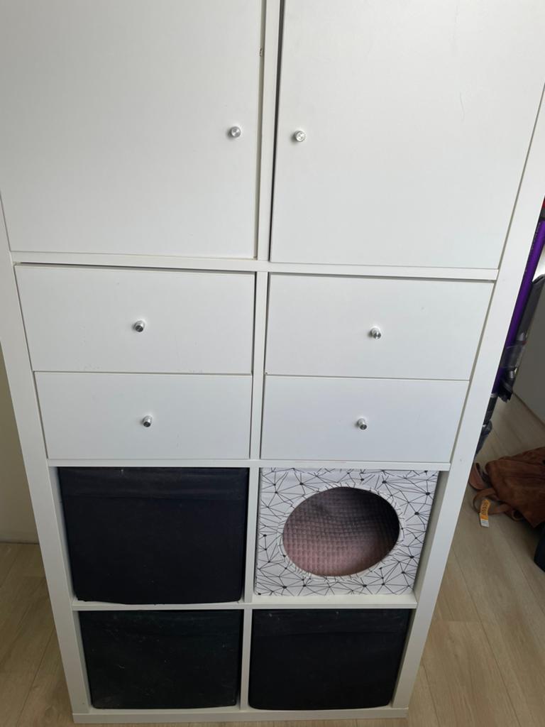 Ikea kallax kast 4x2 vakken incl lades en deurtjes, Ophalen, Gebruikt
