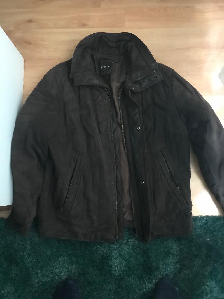 "Stones" donkerbruine mannen leren jas met voering te koop, Maat 52/54 (L), Bruin, Ophalen of Verzenden, Stone Island