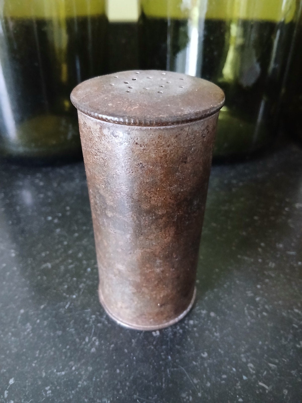 Antiek strooibusje met  talc of droog schampoWolff and Shon, Verzenden, Gebruikt, Overige