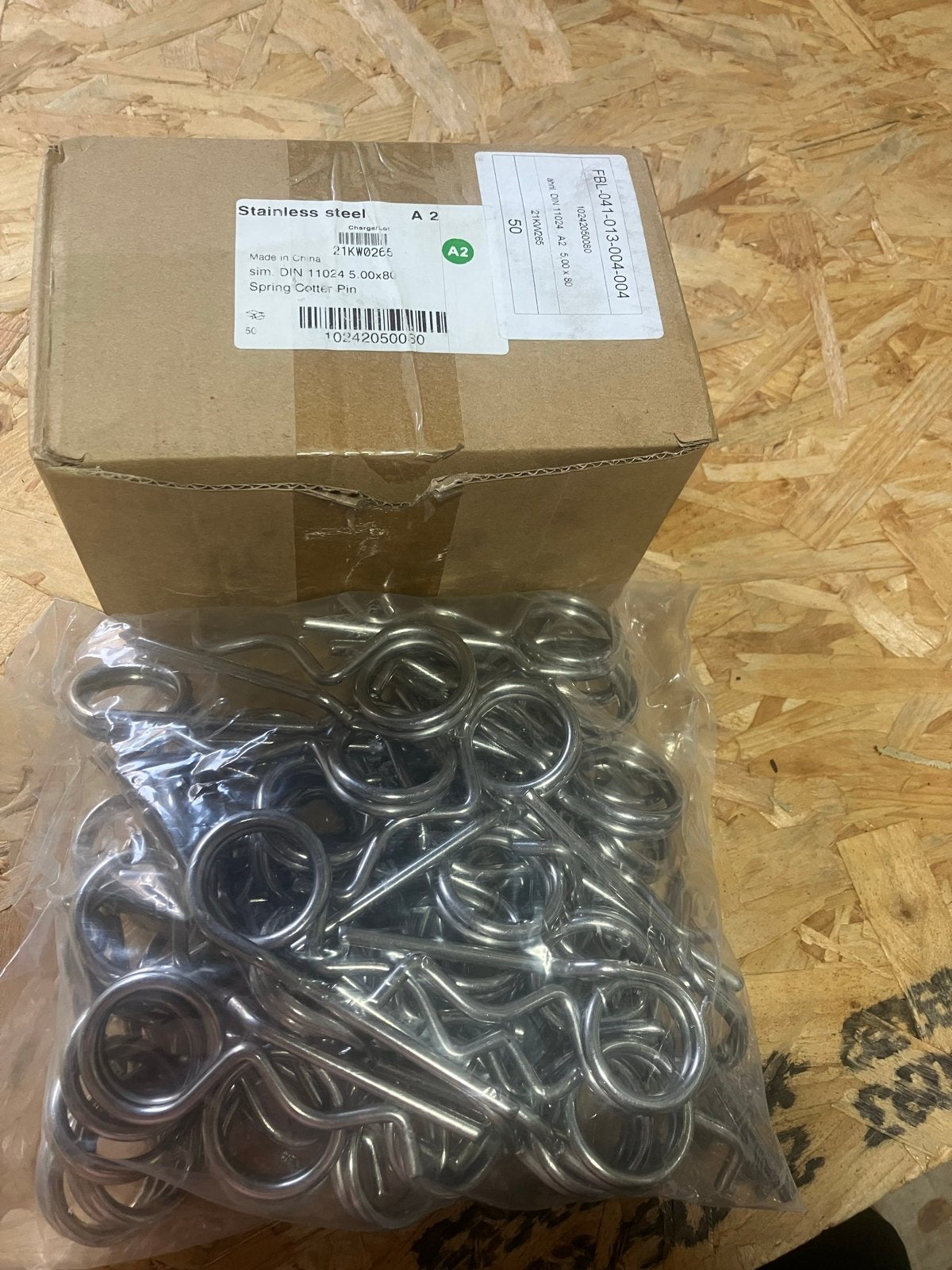 RVS Borgpennen A2 DIN 11024 - 5.00x80mm (50 stuks), 50 tot 100 mm, Overige typen, Nieuw, Ophalen of Verzenden