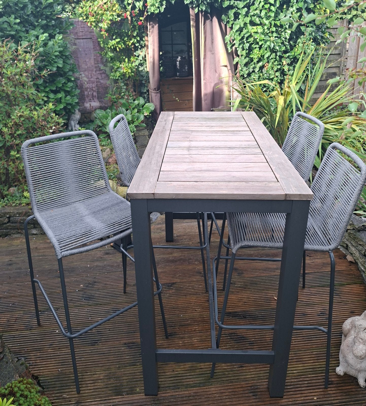 hoge tafel met 4 stoelen, Tuin en Terras, Ophalen