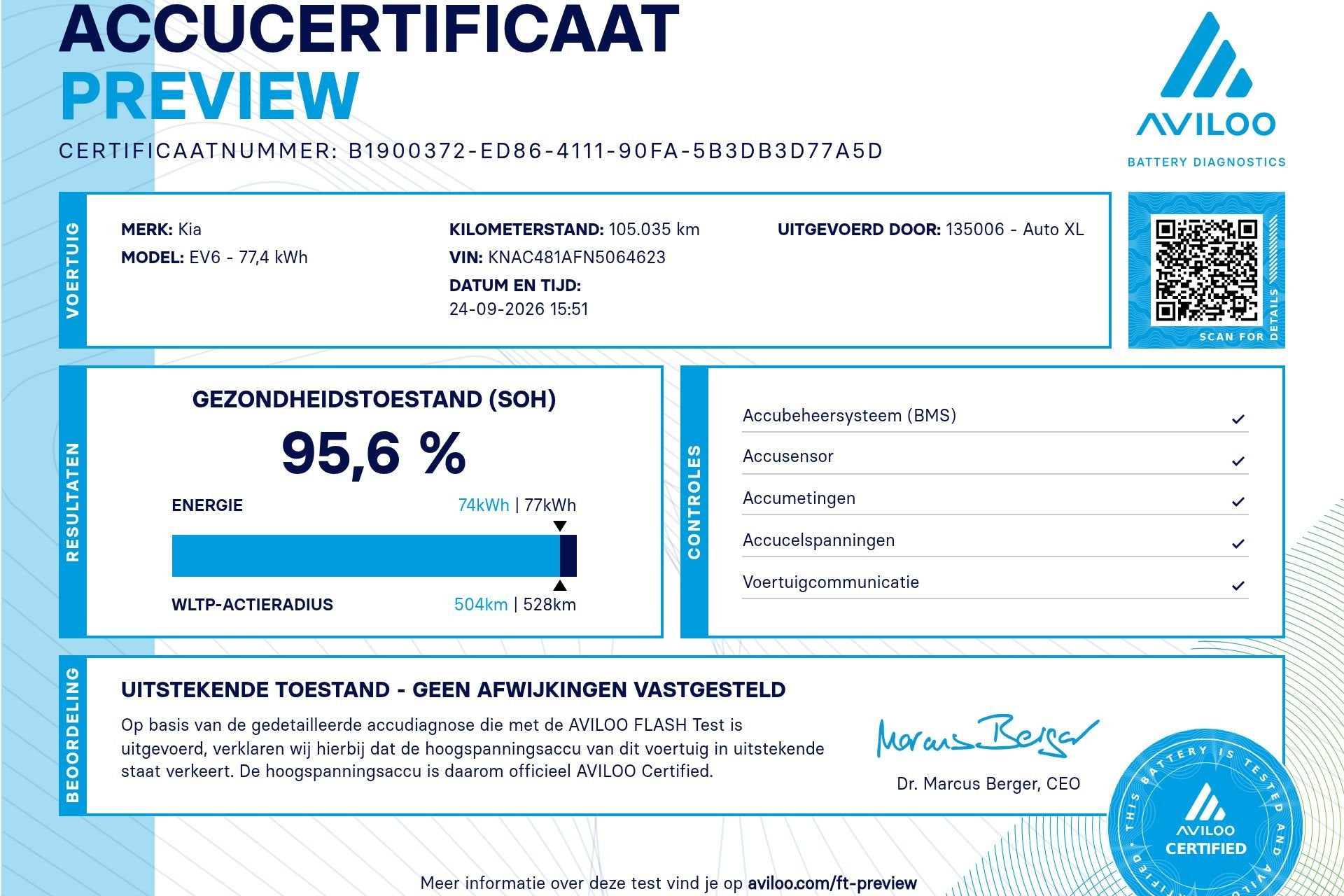 Kia Ev6 GT-Line 77.4 kWh (96% SOH) Pano-Dak Stoelventilatie, Auto's, Automaat, Achterwielaandrijving, Zwart, Origineel Nederlands