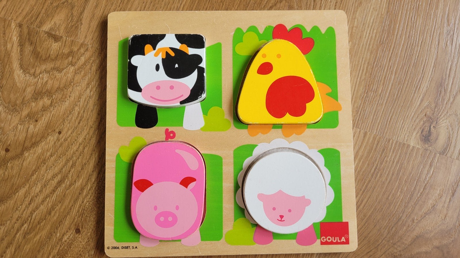 Goula Houten Baby Puzzel Boerderijdieren met Textuur, Ophalen of Verzenden, Gebruikt, Overige typen