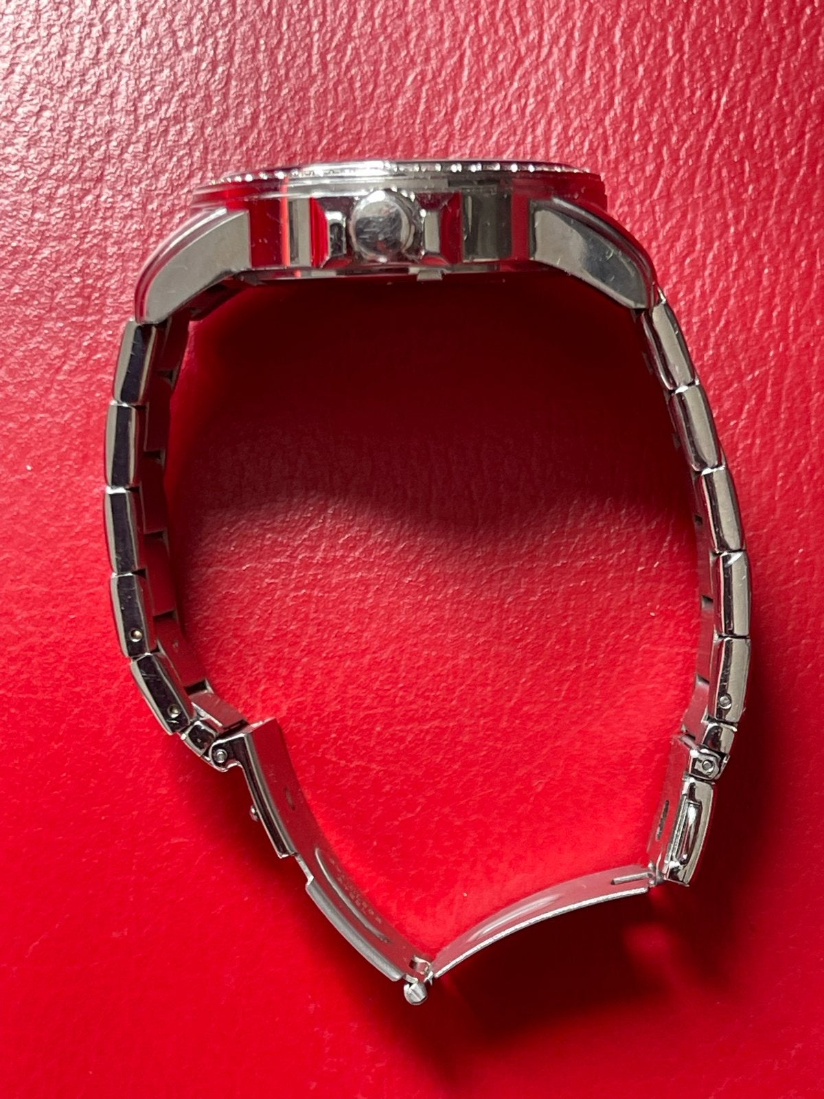Borelli Dameshorloge met Strass en Stalen Band, Sieraden, Tassen en Uiterlijk, Staal, Polshorloge, Zo goed als nieuw, Met strass