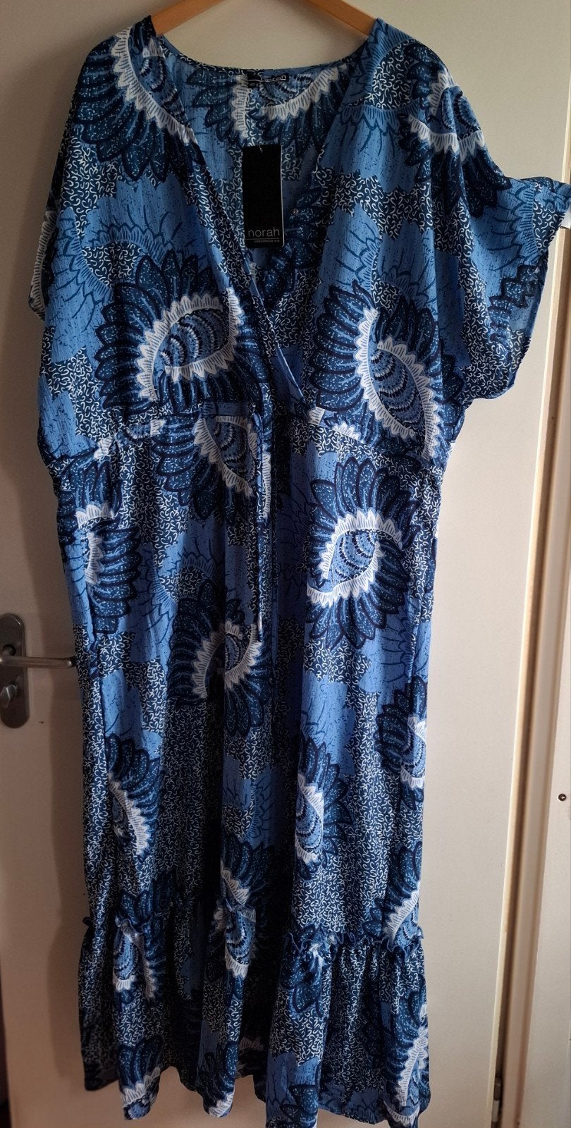 Nieuw: Norah blauwtinten enkellange jurk maat 48, Kleding | Dames, Grote Maten, Blauw, Jurk, Nieuw, Ophalen of Verzenden