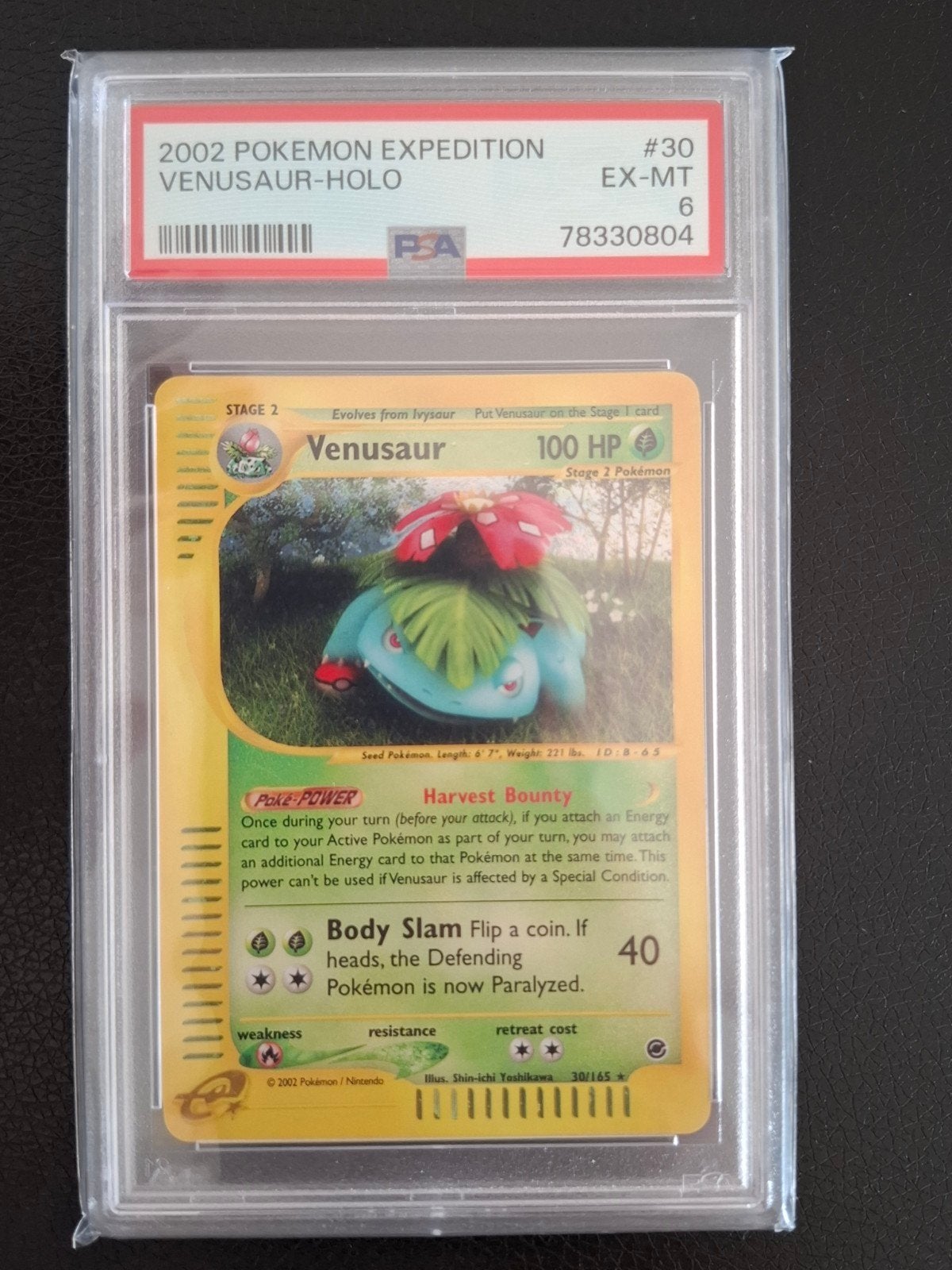 Pokémon Venusaur Holo 2002 Expedition PSA 6 EX-MT, Ophalen of Verzenden, Zo goed als nieuw, Losse kaart