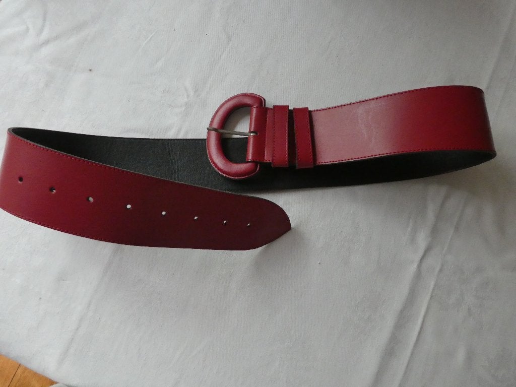 Leren Riem Rood, 80 tot 90 cm, 5 cm of meer, Echt leder, Tailleriem