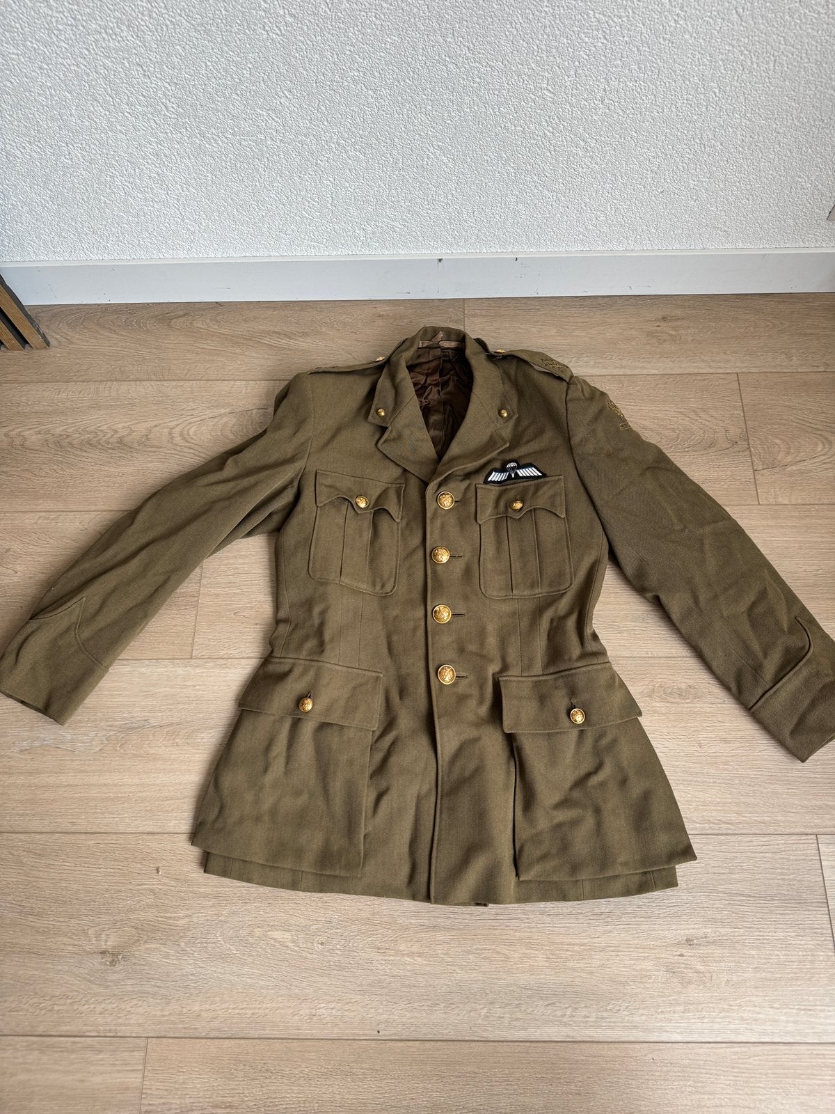 Vintage Militaire Jas - Nederlands Leger Uniform, Ophalen of Verzenden, Landmacht, Nederland, Kleding of Schoenen