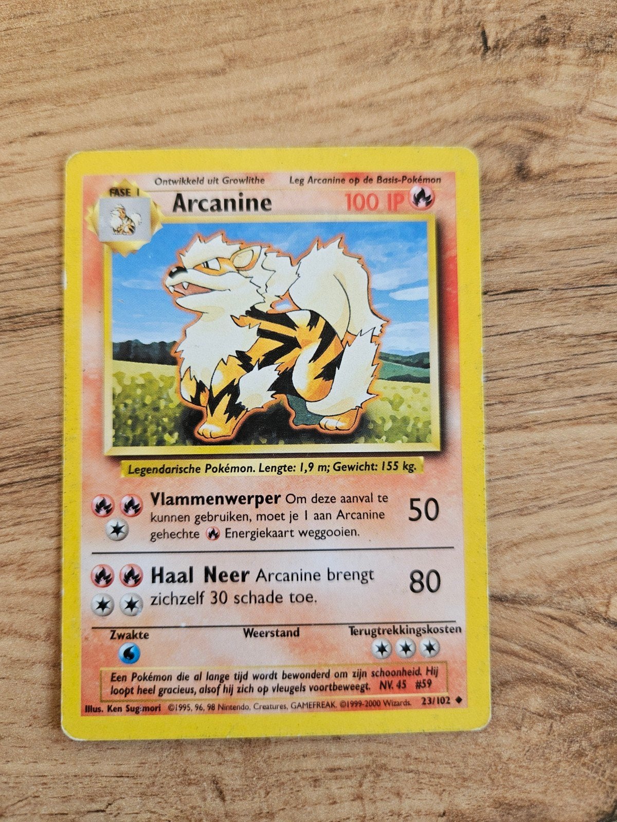 Arcanine Pokémon kaart - Base Set 16/102 (Engels), Ophalen of Verzenden, Gebruikt, Losse kaart