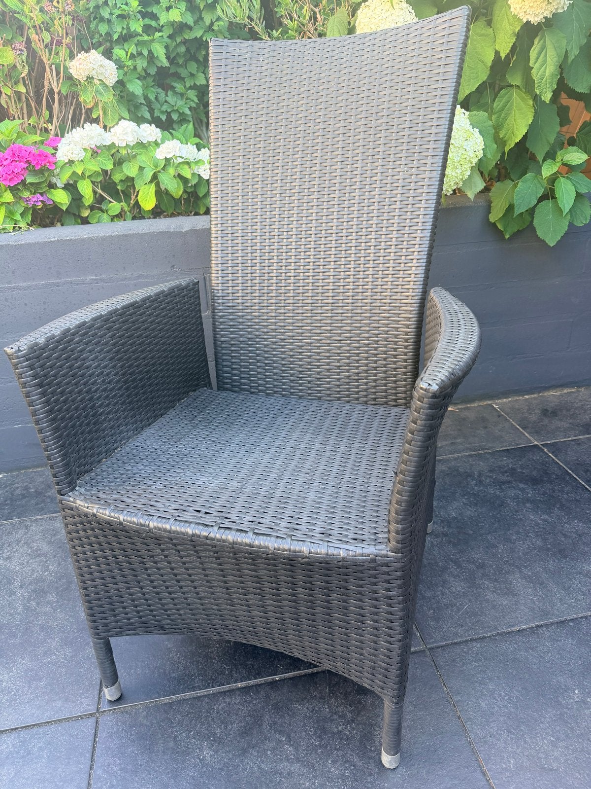 Verstelbare tuinstoel van wicker - Donkergrijs 2 stuks, Tuin en Terras, Ophalen, Zo goed als nieuw, Wicker, Verstelbaar