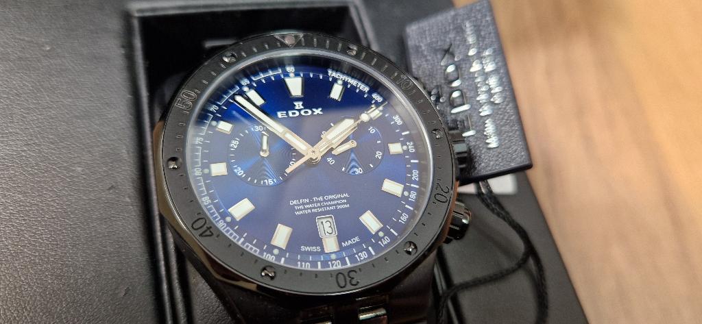Edox Delfin Chronograaf 200m Nieuw, Sieraden, Tassen en Uiterlijk, Horloges | Heren, Overige merken, Staal, Polshorloge, Nieuw