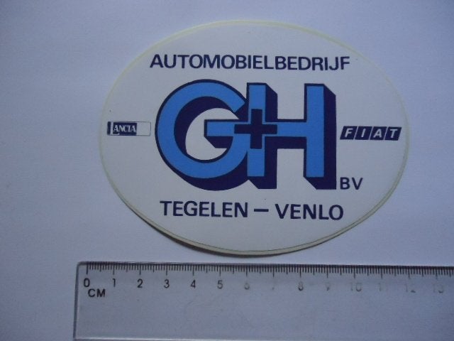 sticker GH FIAT Lancia dealer tegelen venlo 500 131 127, Verzenden, Zo goed als nieuw