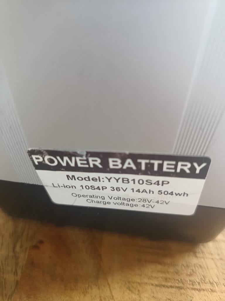 E-bike accu 36V 14Ah 504Wh met lader, Ophalen, Gebruikt