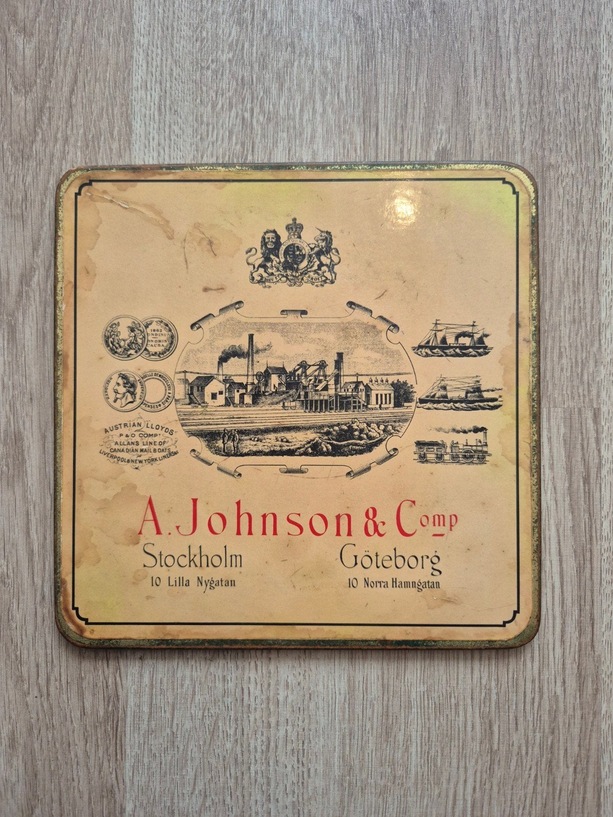 Antieke metalen bureau-onderlegger / schrijfmat A. Johnson &, Ophalen of Verzenden