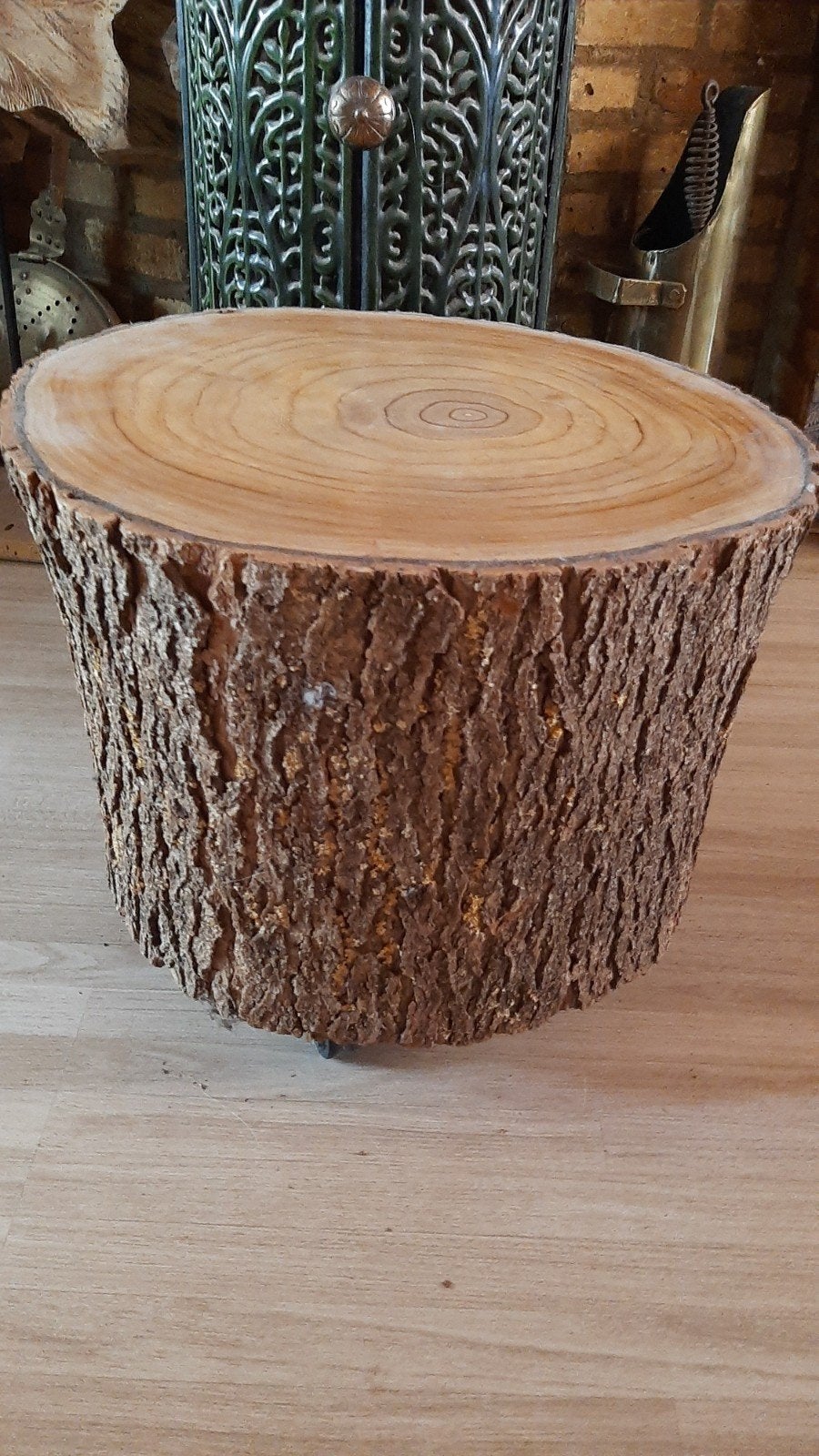 boom stam tafeltje robuuste bast rondom met zwenkwielen met, Ophalen, Rond, Hout, Minder dan 50 cm