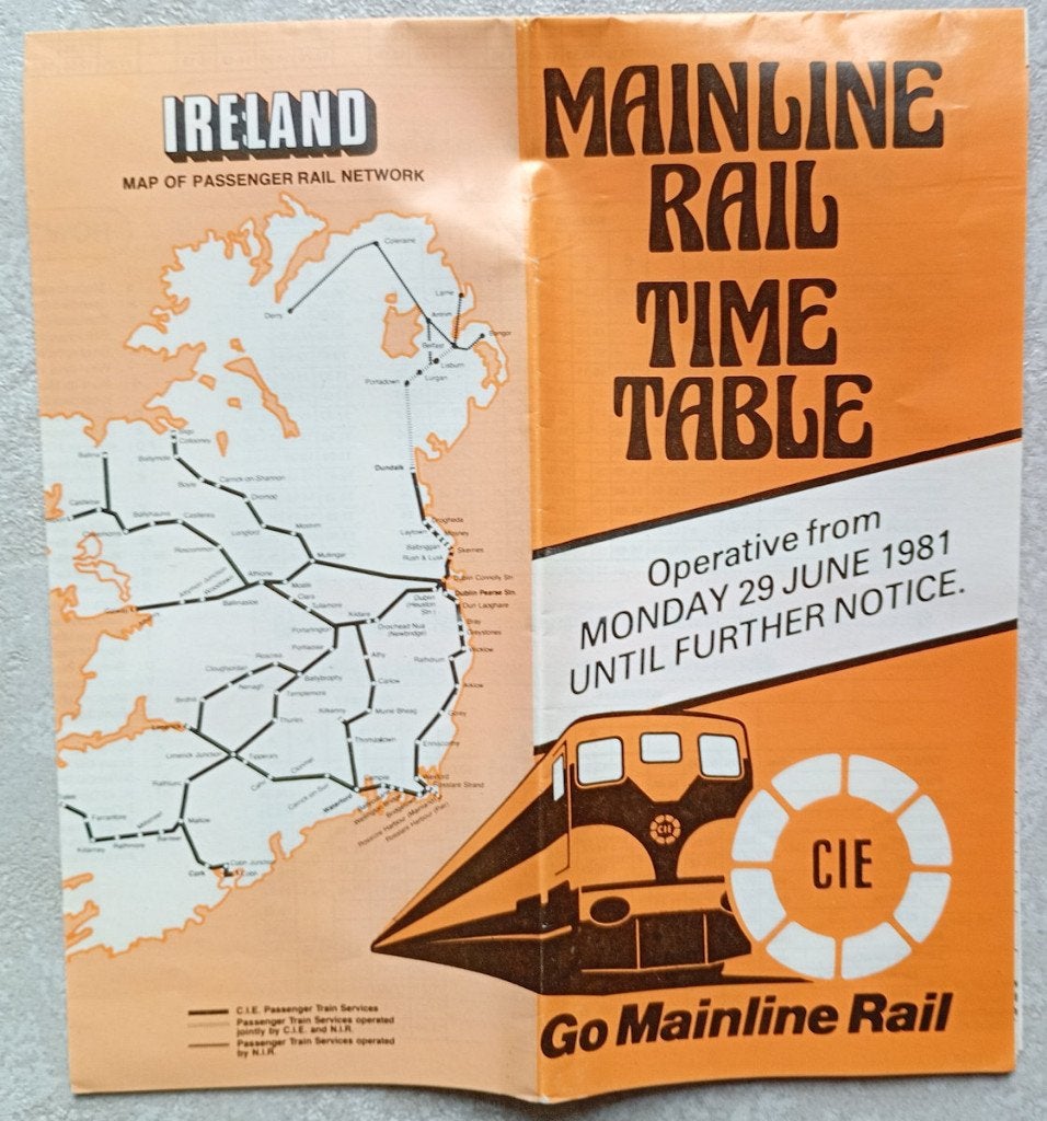 Dienstregeling Ierse Spoorwegen 1981, Verzamelen, Spoorwegen en Tramwegen, Ophalen, Trein, Kaart of Prent