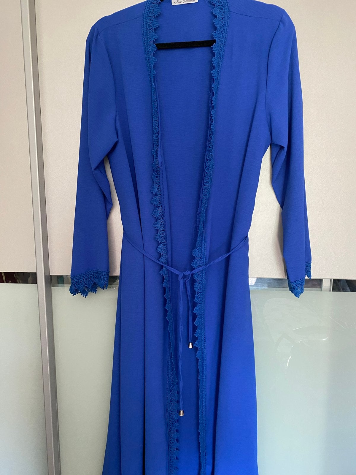 Kobaltblauwe kimono met kanten details, Ophalen, Blauw, Maat 42/44 (L), Zo goed als nieuw