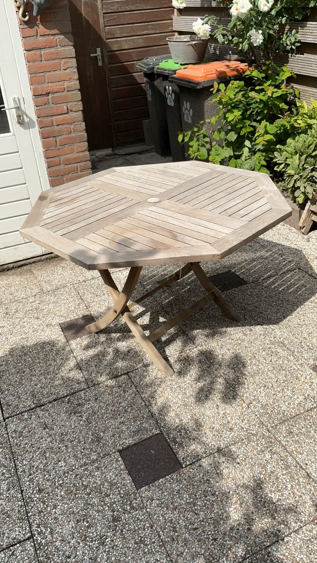 Trakhouten ronde tuintafel, Ophalen, Gebruikt, Rond, Teakhout
