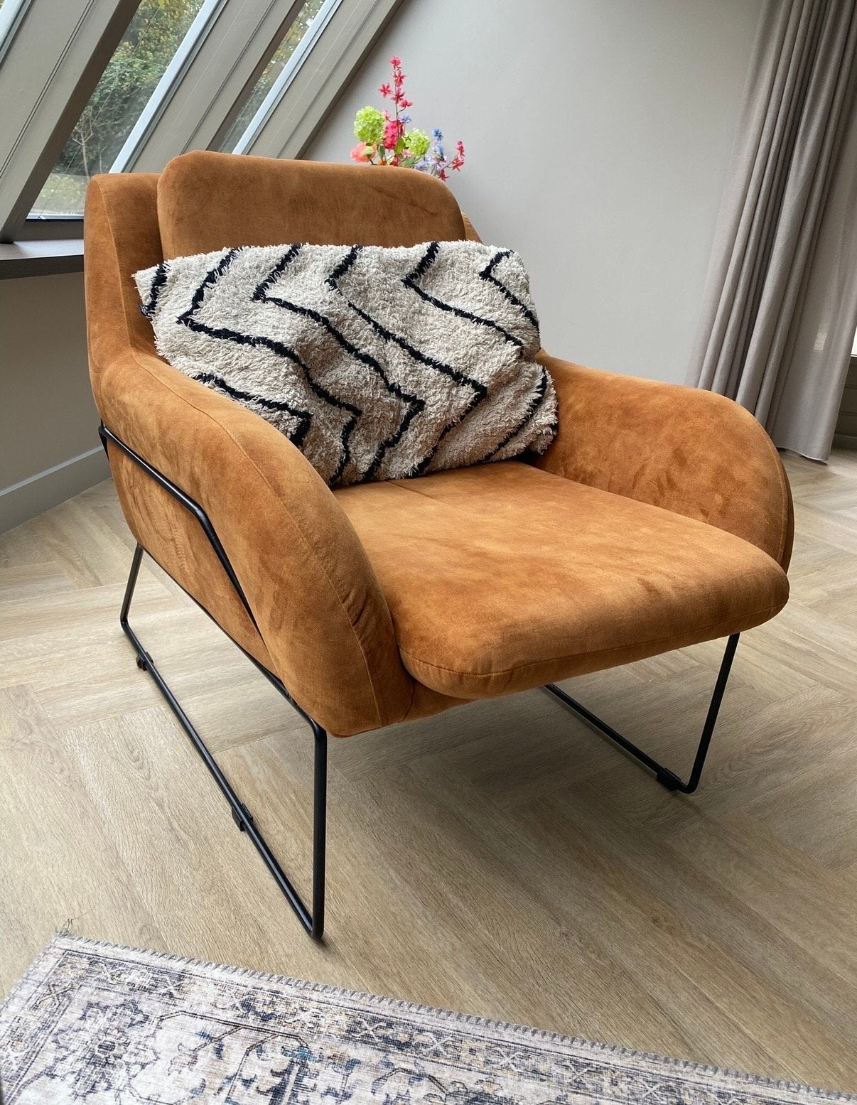 Loods 5 fauteuil cognac z.g.a.n. - Trendkleur 2026/2027, Huis en Inrichting, Ophalen, Zo goed als nieuw, Stof