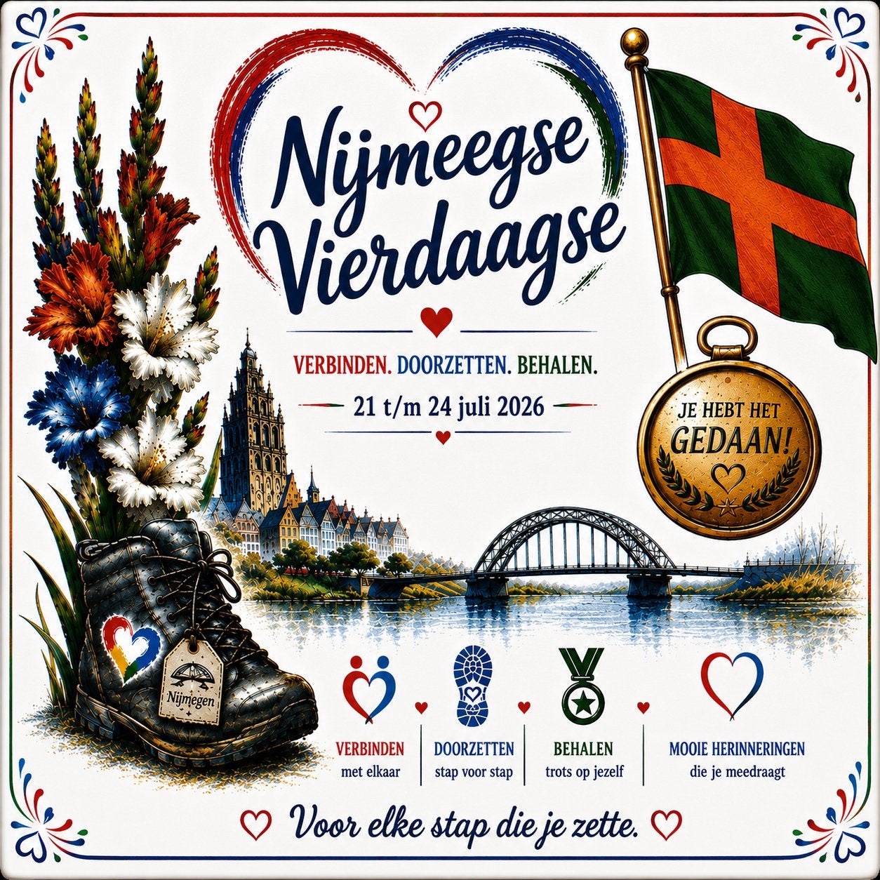 Gepersonaliseerde nijmeegse vierdaagse herrinneringtegel, Ophalen of Verzenden, Overige materialen
