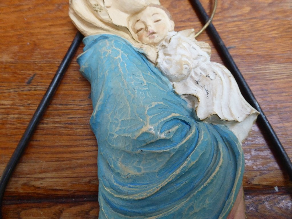 Vintage wanddecoratie Maria en Jezus, Ophalen of Verzenden