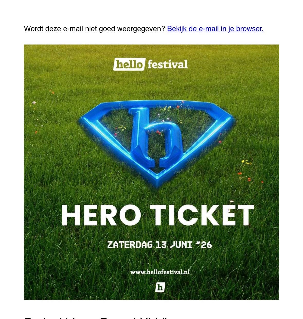 Hello Festival 1 ticket, Tickets en Kaartjes, Evenementen en Festivals, Eén persoon
