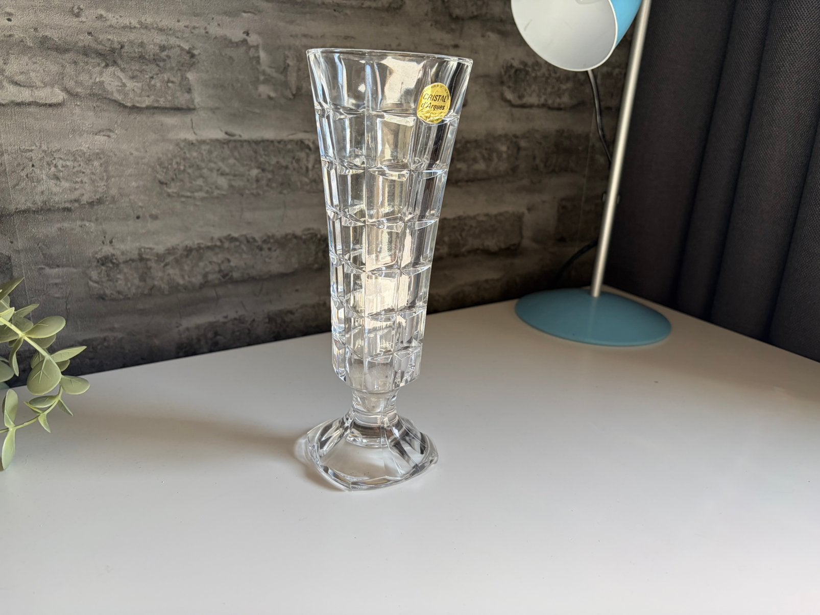 Vintage Cristal d'Arques Vaasje 24% Loodkristal Soliflore, Transparant, Ophalen of Verzenden, 17 cm, Glas