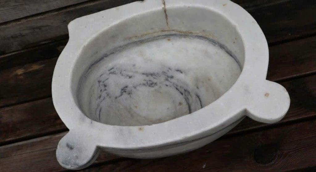 Mooie authentieke marmeren wastrog (geschikt als lavabo), Ophalen, Gebruikt, Wastafel
