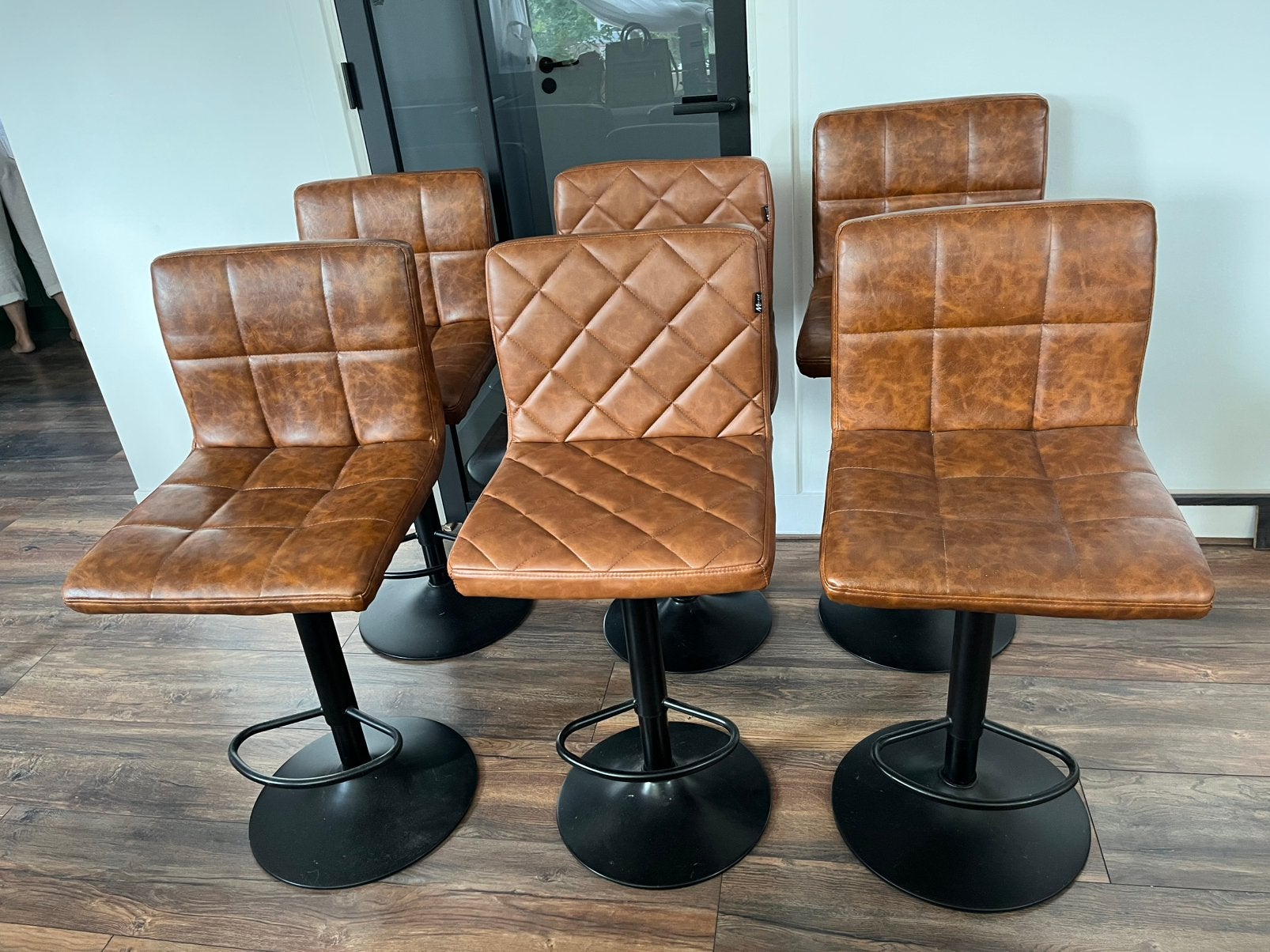 Zes barkrukken barstoelen cognacbruin, Ophalen, 5 krukken of meer, 60 tot 90 cm, Zo goed als nieuw